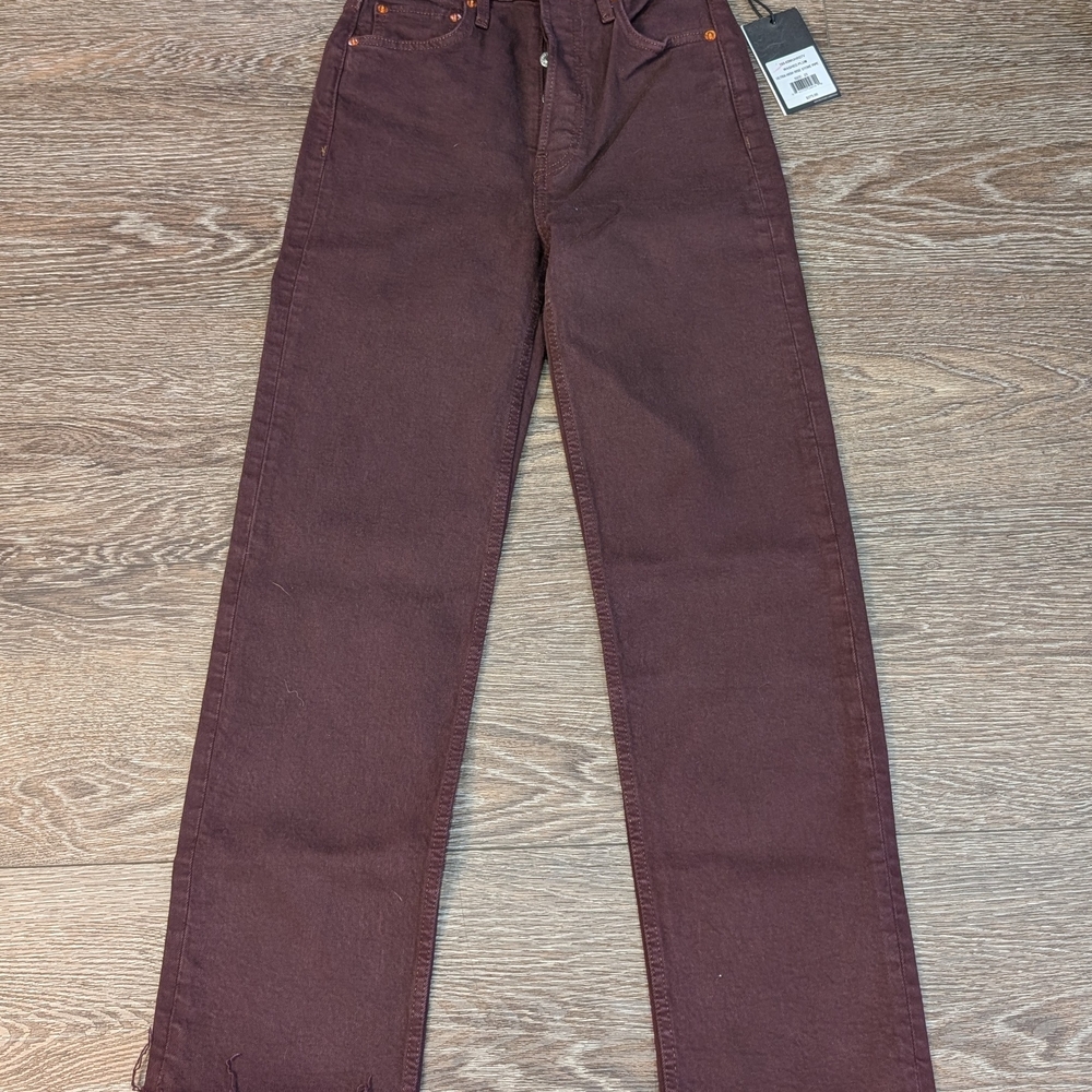 Re/Done Women's Straight Leg Jeans in Deep Brown